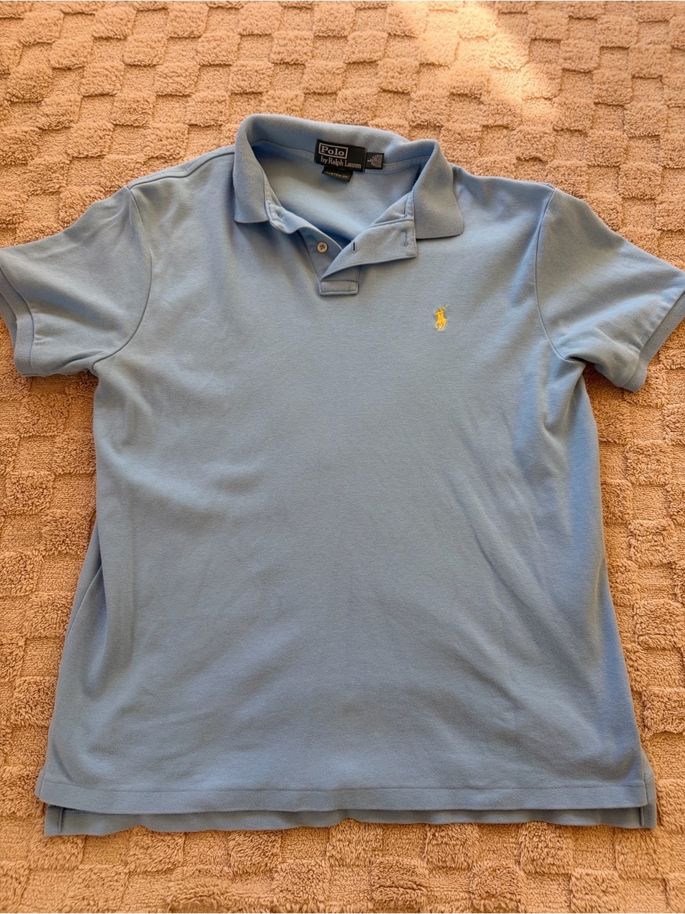 Polo Ralph Lauren Custom Fit Blue Polo Shirt Men’s Large Yellow Pony